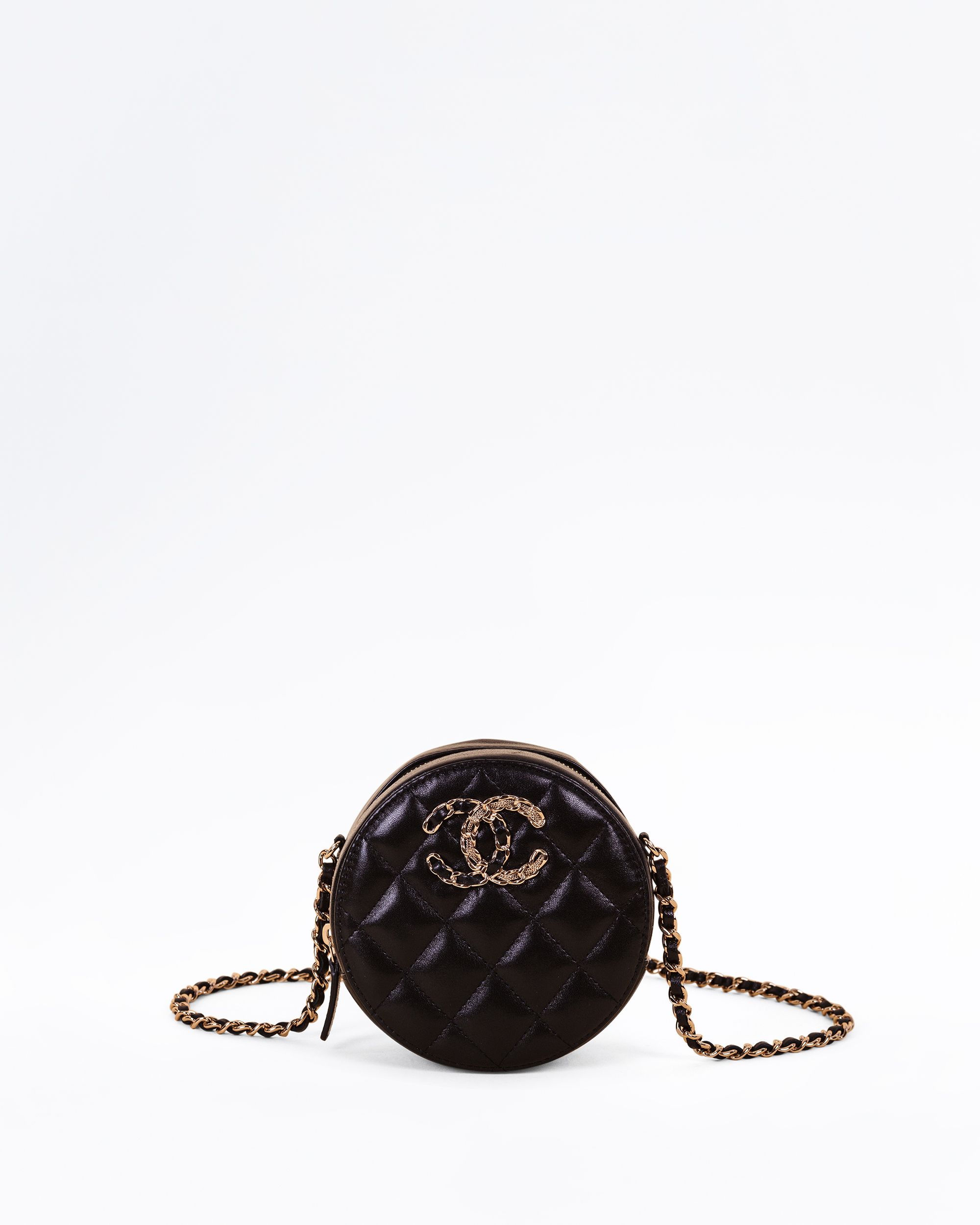 Chanel Lambskin Quilted French New Wave Round Mini Pouch | Vivrelle