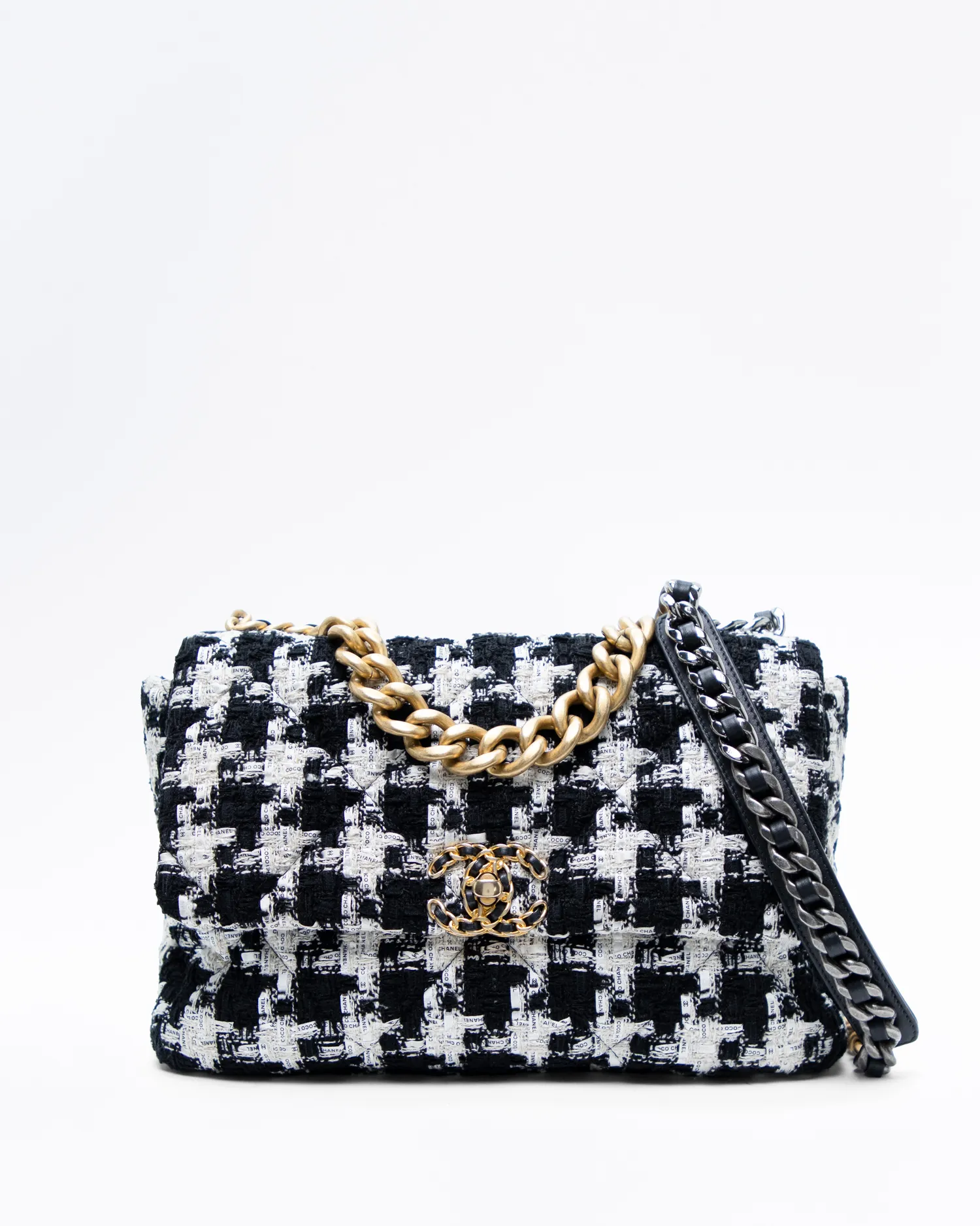 Tweed Ribbon Chanel 19 Large Flap Bag