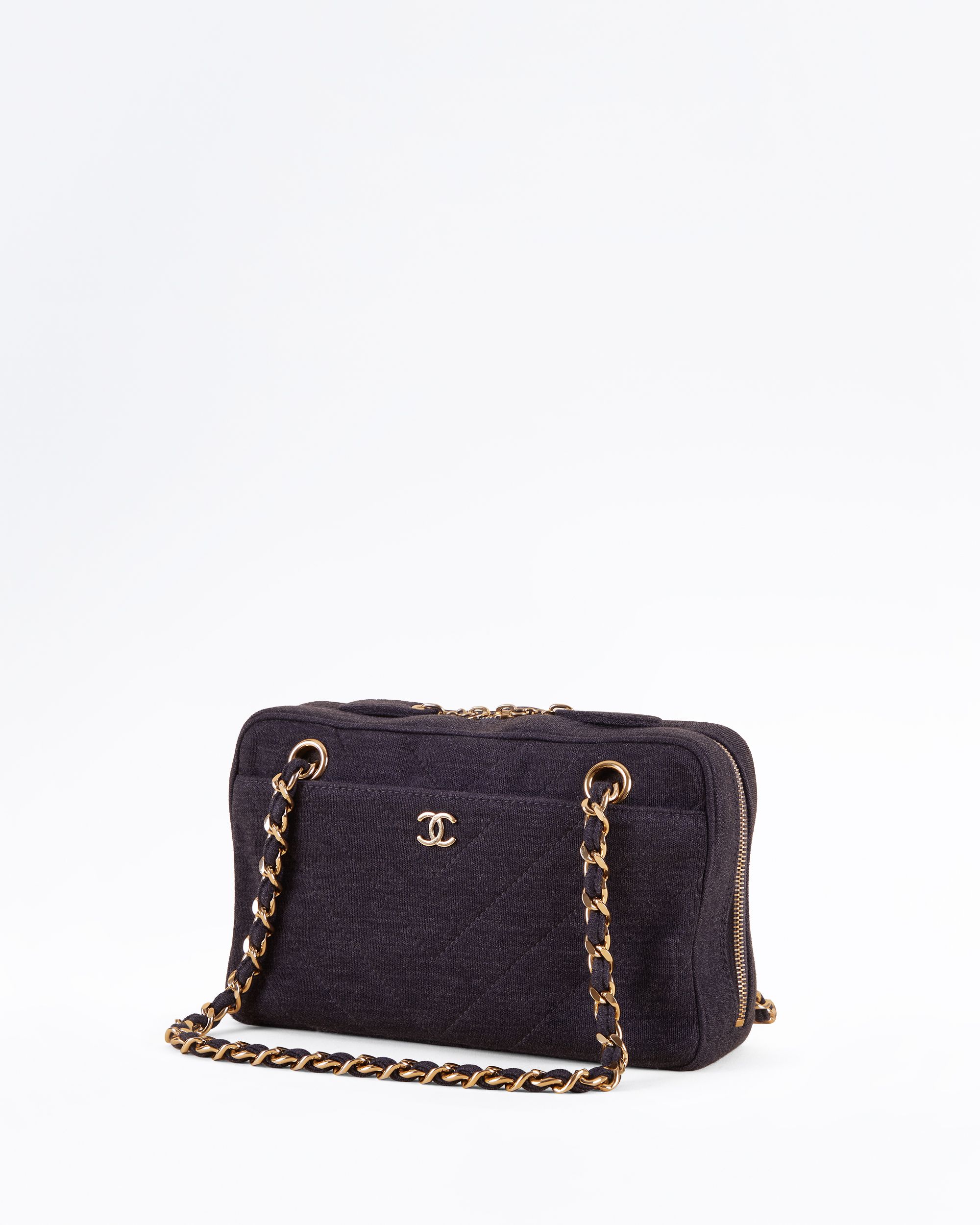 Chanel Jersey Chevron Camera Case Bag | Vivrelle