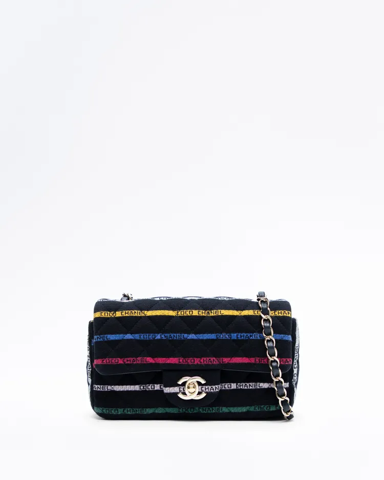 Jersey Logo Stripe Mini Classic Flap Bag