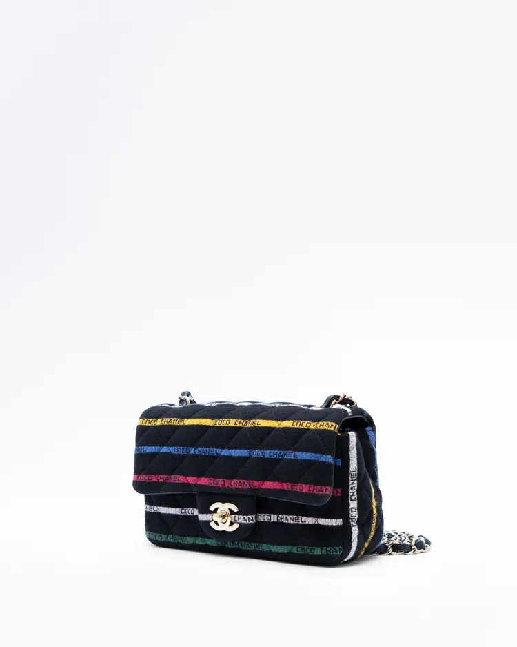 Alternate view angle of Jersey Logo Stripe Mini Classic Flap Bag