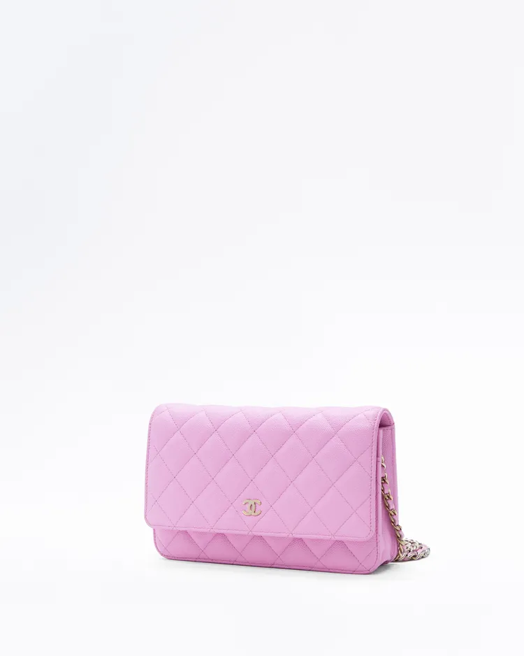Alternate view angle of Caviar Quilted Wallet on a Chain