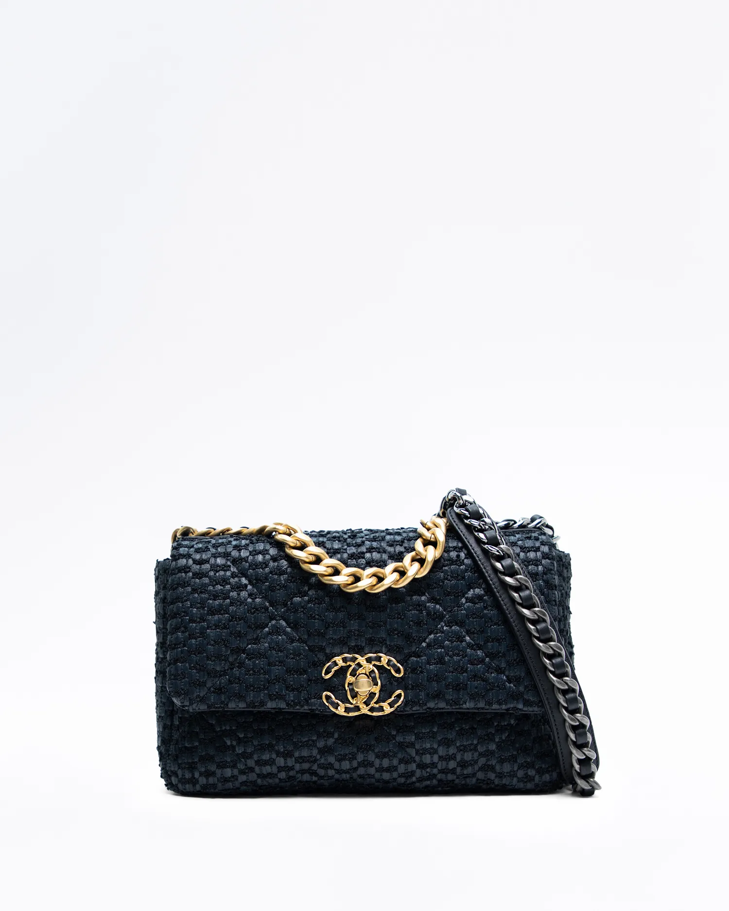 Raffia Woven Chanel 19 Flap Bag