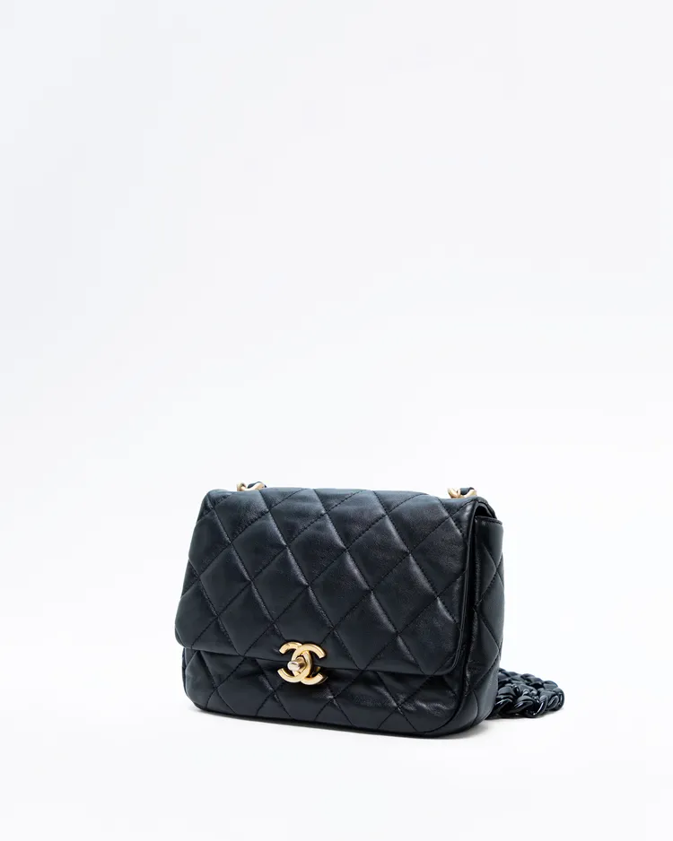 Alternate view angle of Lambskin Lacquered Chain Small Flap Bag