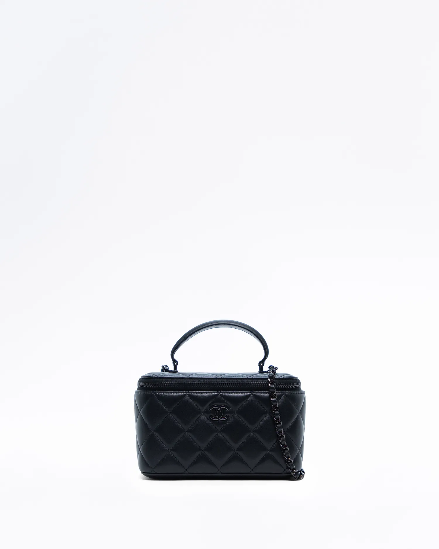 Lambskin So Black Top Handle Vanity with Chain