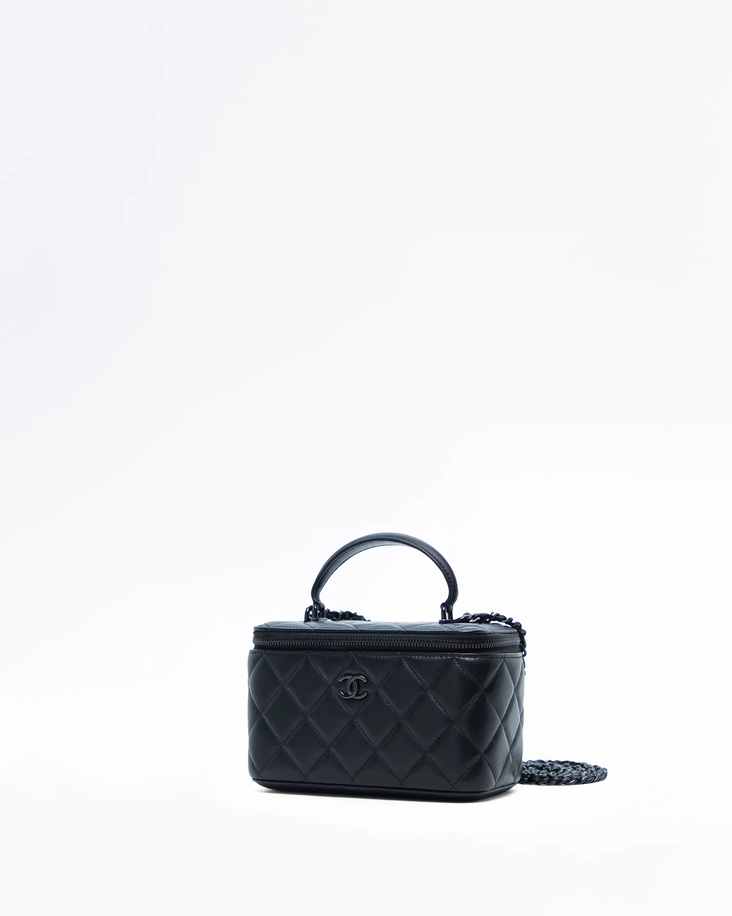 Lambskin So Black Top Handle Vanity with Chain