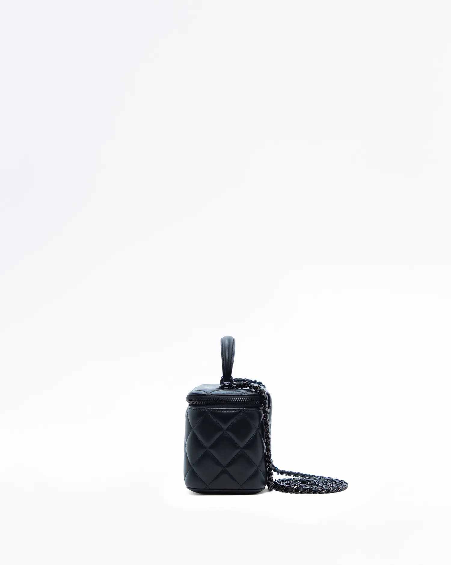 Lambskin So Black Top Handle Vanity with Chain
