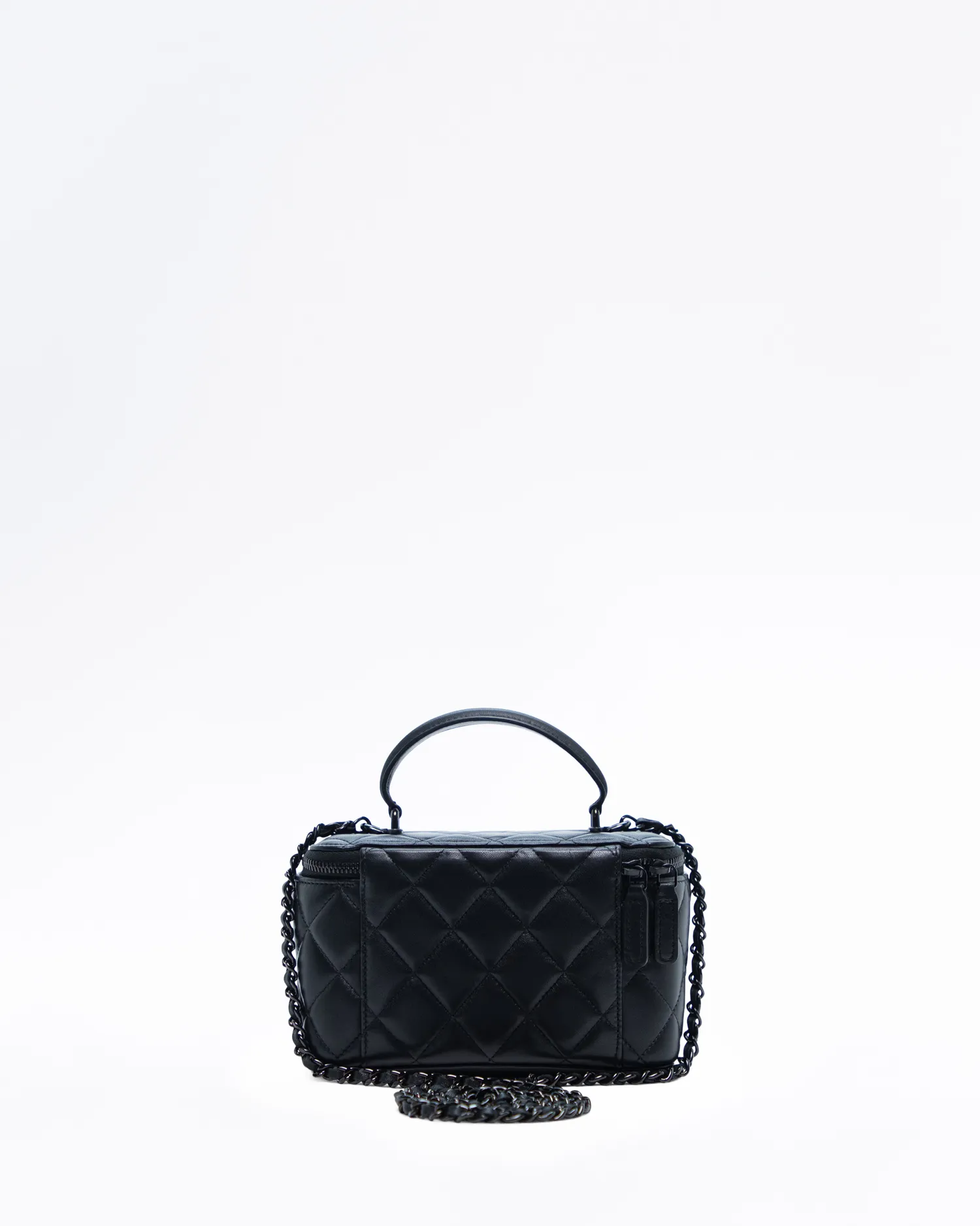 Lambskin So Black Top Handle Vanity with Chain