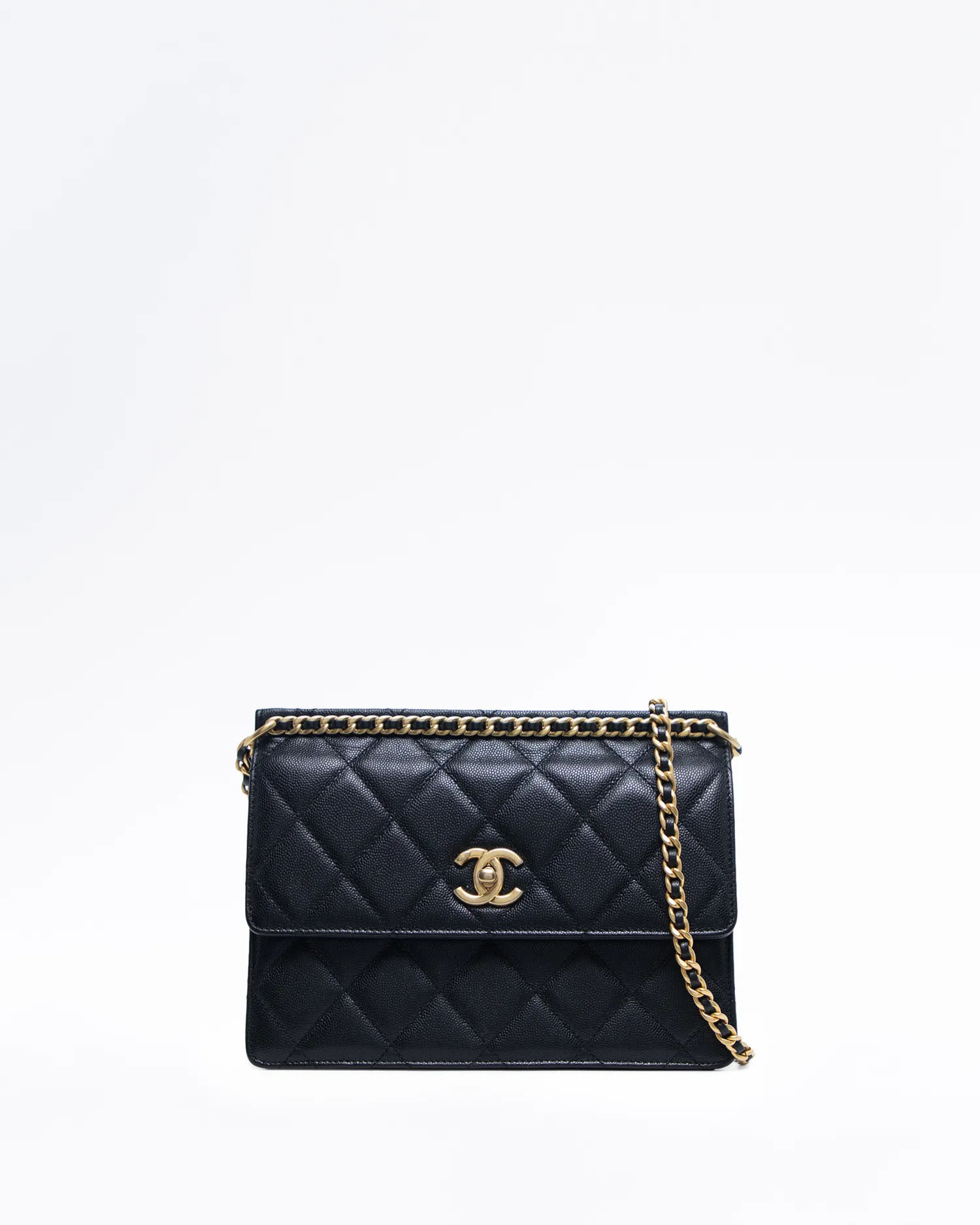 Caviar Woven Chain Bar Flap Bag