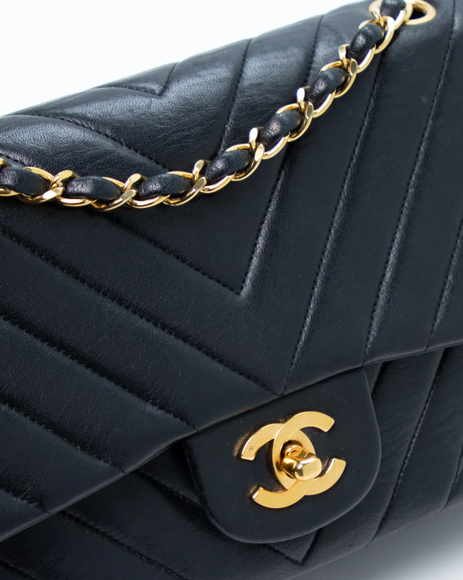 Vintage Lambskin Chevron Classic Double Flap Bag
