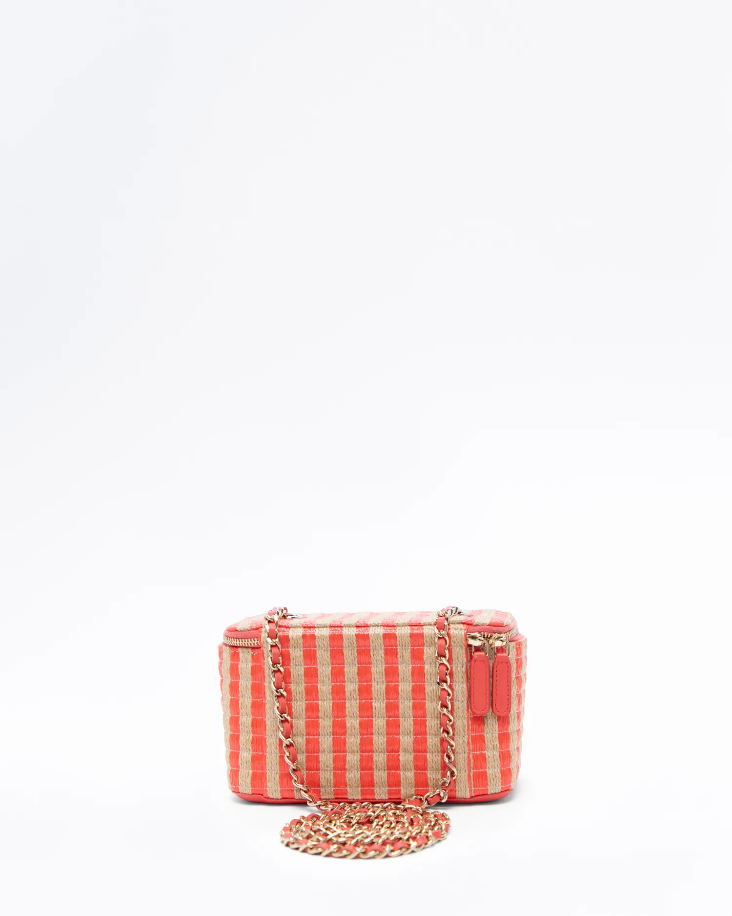 Raffia Mini Vanity Case with Chain