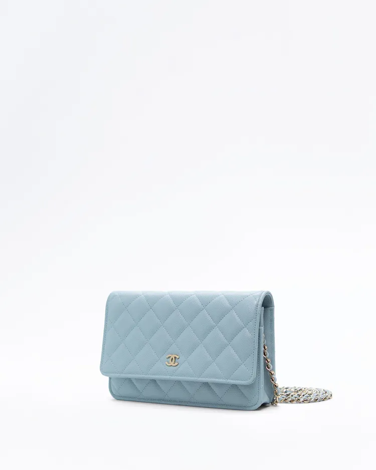 Alternate view angle of Caviar Quilted Wallet on a Chain