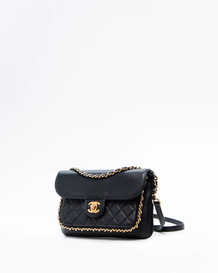 Alternate view angle of Lambskin Unchained Small Flap Bag