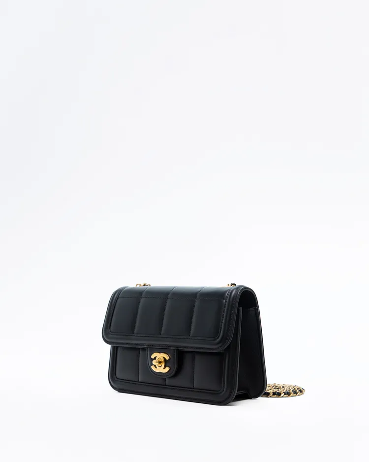Alternate view angle of Lambskin Chocolate Bar Mini Flap Bag
