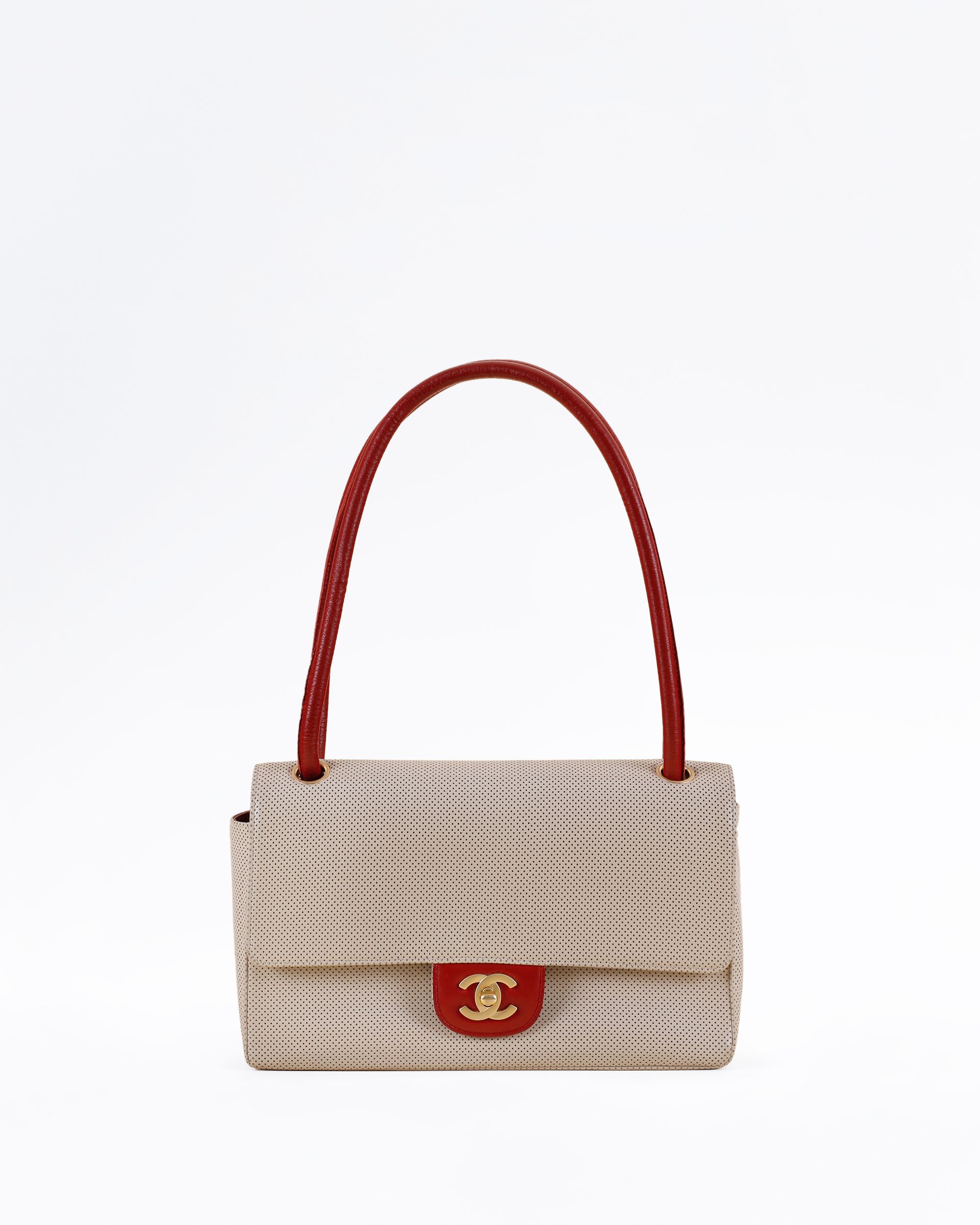 Chanel Vintage Perforated Bicolor Flap Bag | Vivrelle