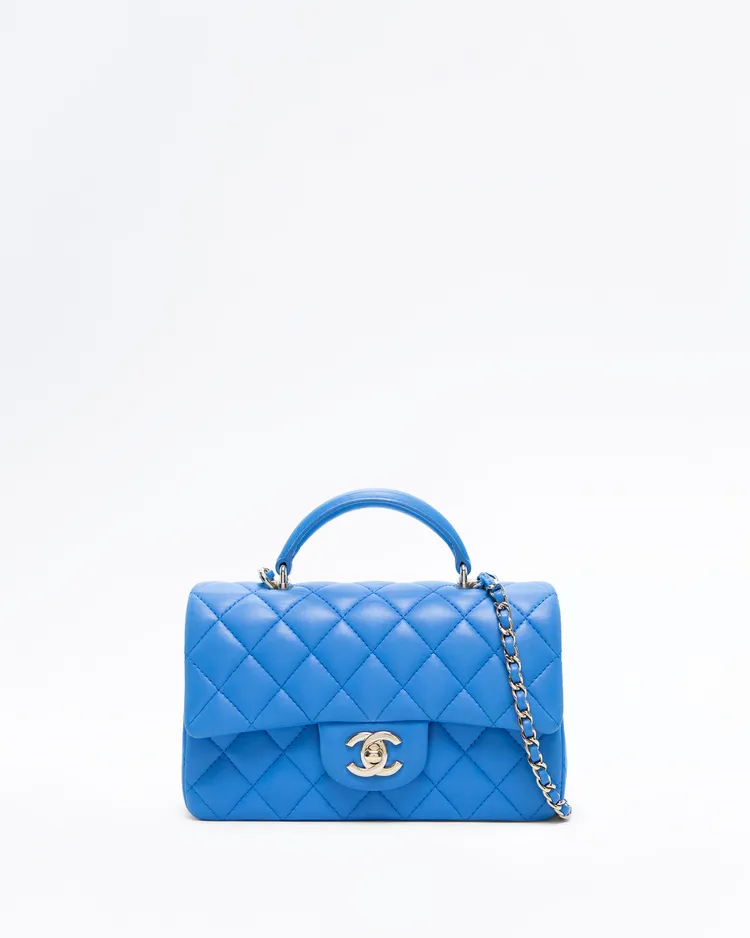 Lambskin Top Handle Mini Flap Bag