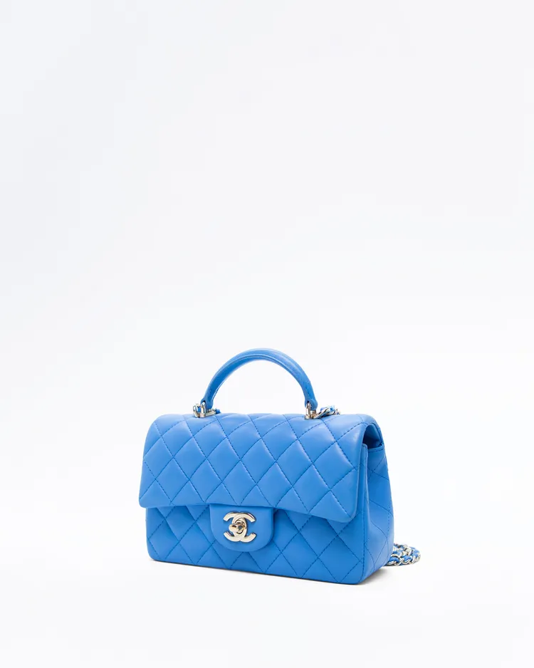 Alternate view angle of Lambskin Top Handle Mini Flap Bag