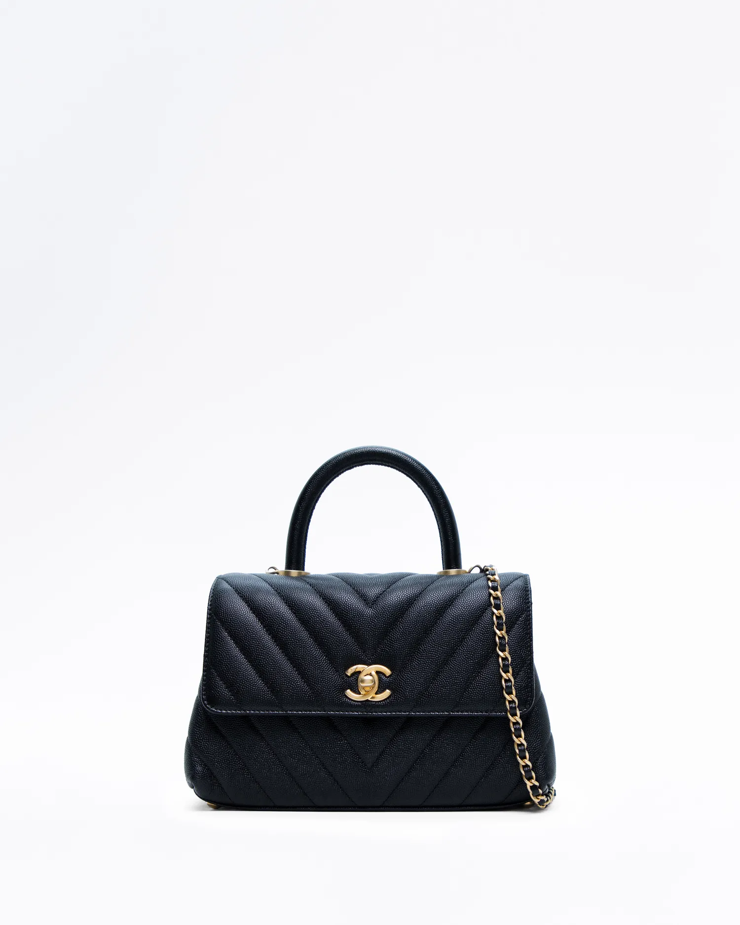Chevron Caviar Mini Coco Handle Bag