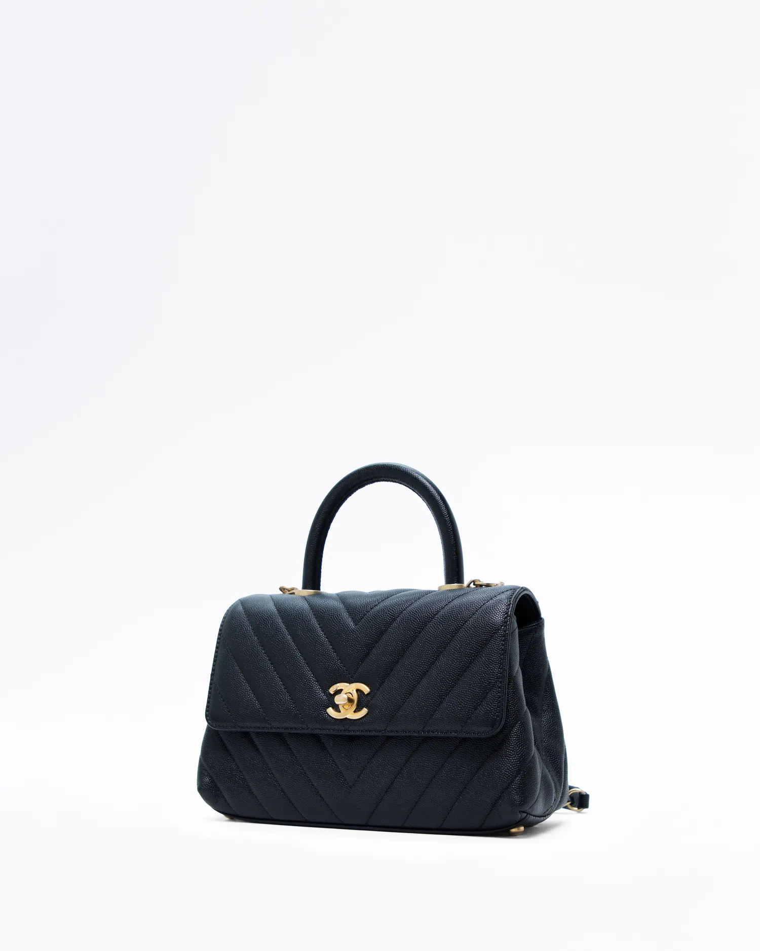 Chevron Caviar Mini Coco Handle Bag