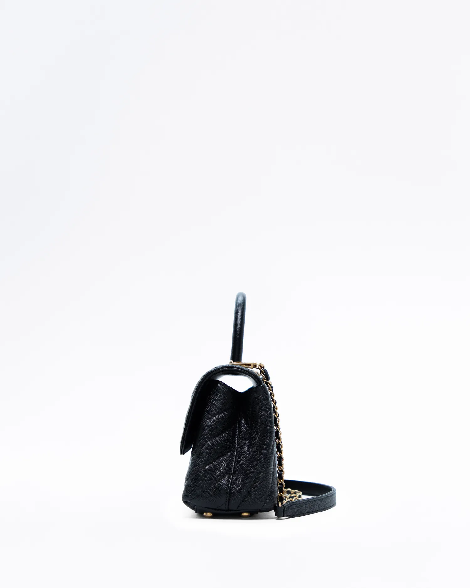 Chevron Caviar Mini Coco Handle Bag