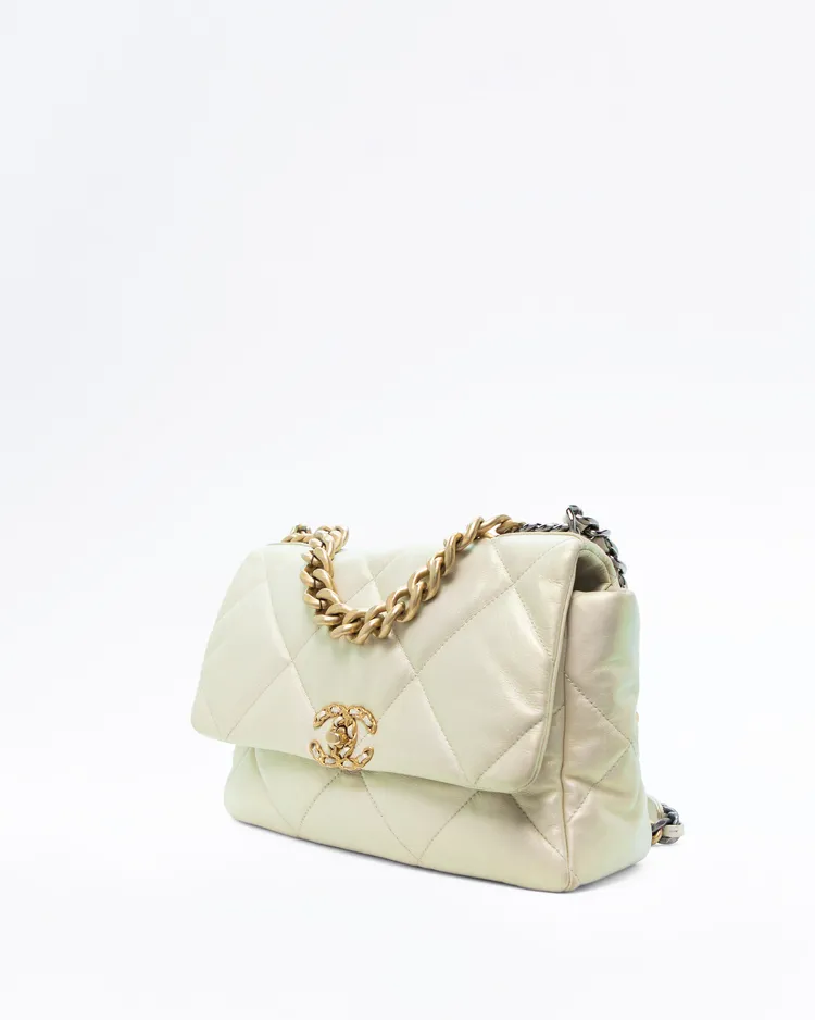 Alternate view angle of Iridescent Chanel 19 Large Flap Bag