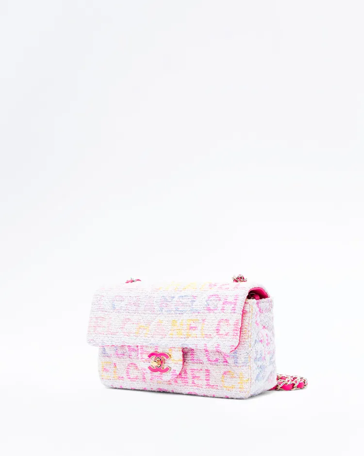 Alternate view angle of Logo Tweed Mini Classic Flap Bag