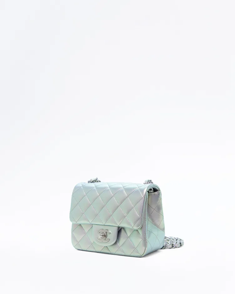 Alternate view angle of Iridescent Lambskin Mini Flap Bag