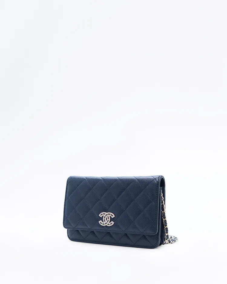 Alternate view angle of Crystal CC Wallet on a Chain