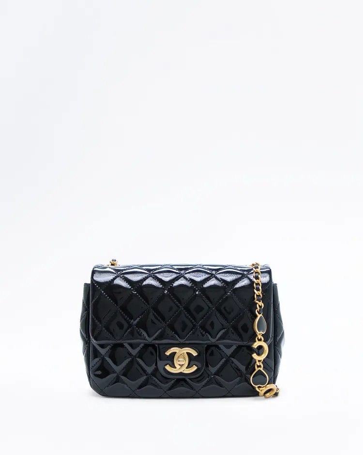 Patent Coco de Toi Heart Small Flap Bag