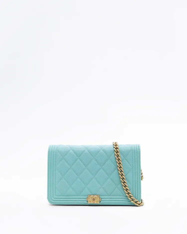 Caviar Quilted Boy Wallet on a Chain