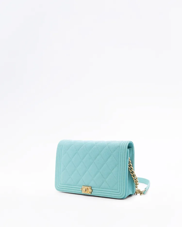 Alternate view angle of Caviar Quilted Boy Wallet on a Chain