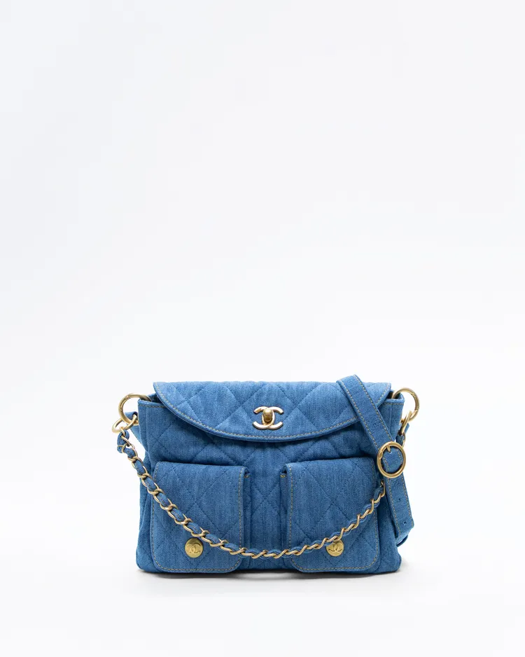 Denim Supple Twins Small Hobo Bag