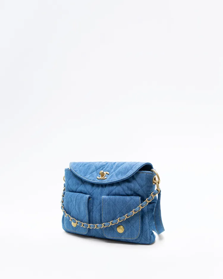 Alternate view angle of Denim Supple Twins Small Hobo Bag