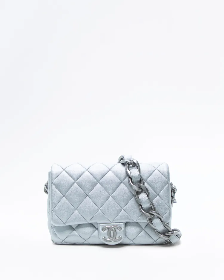 Metallic Lacquered Flap Bag