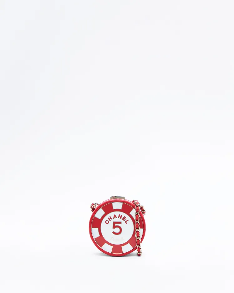 Enamel Poker Chip Clutch with Chain