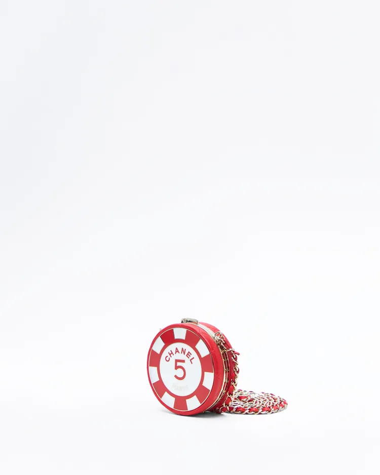 Alternate view angle of Enamel Poker Chip Clutch with Chain