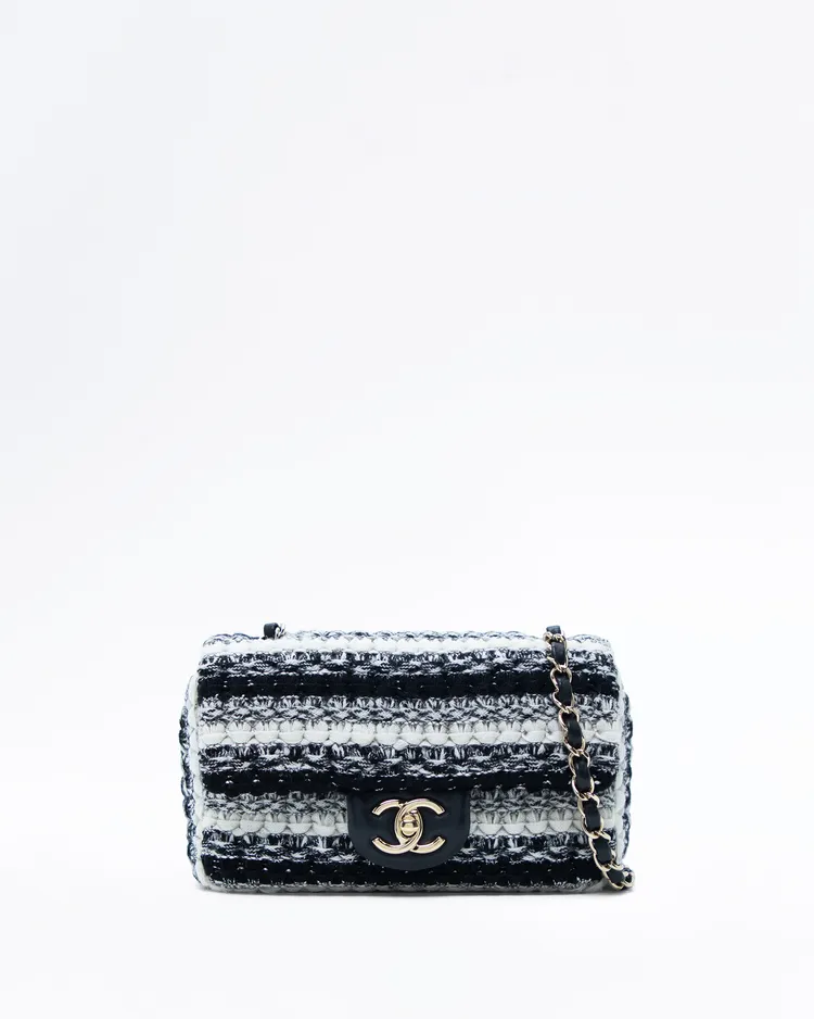 Tweed and Wool Mini Flap Bag