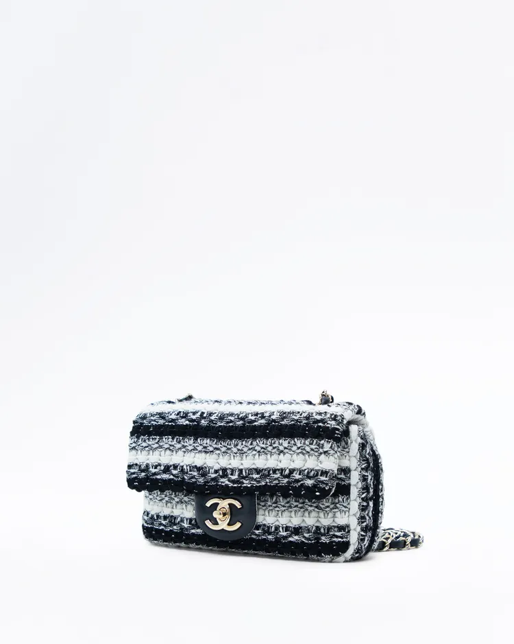 Alternate view angle of  Tweed and Wool Mini Flap Bag