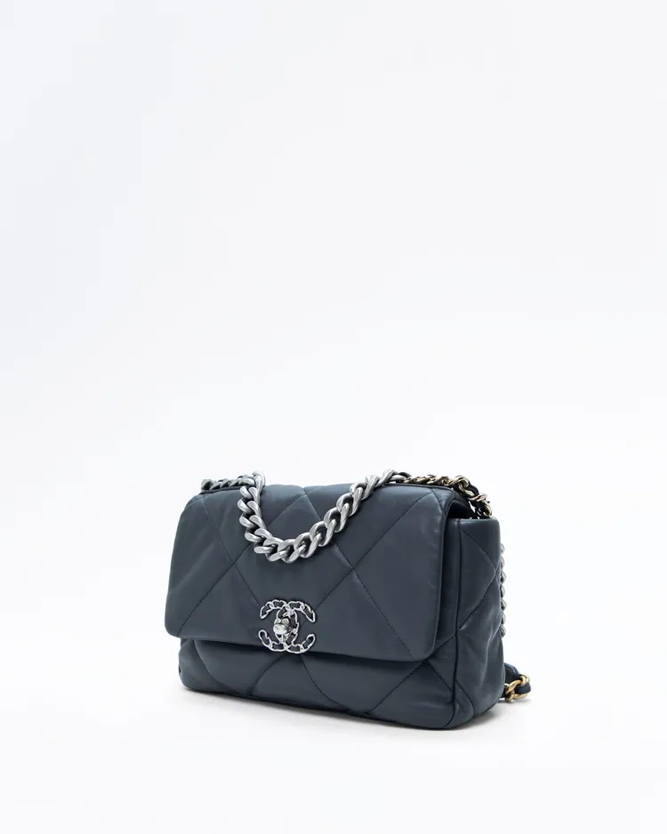 Alternate view angle of Lambskin Chanel 19 Flap Bag