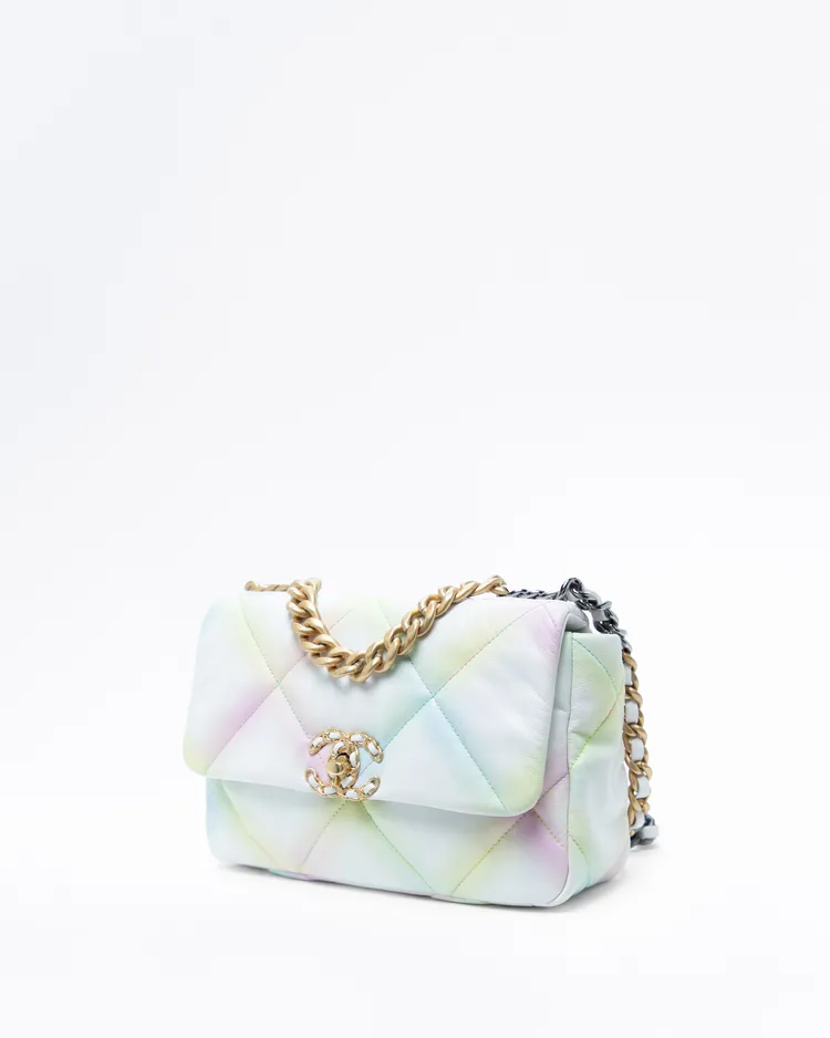 Alternate view angle of Rainbow Chanel 19 Flap Bag
