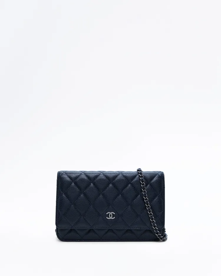 Caviar Quilted Wallet on a Chain