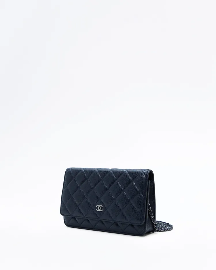 Alternate view angle of Caviar Quilted Wallet on a Chain