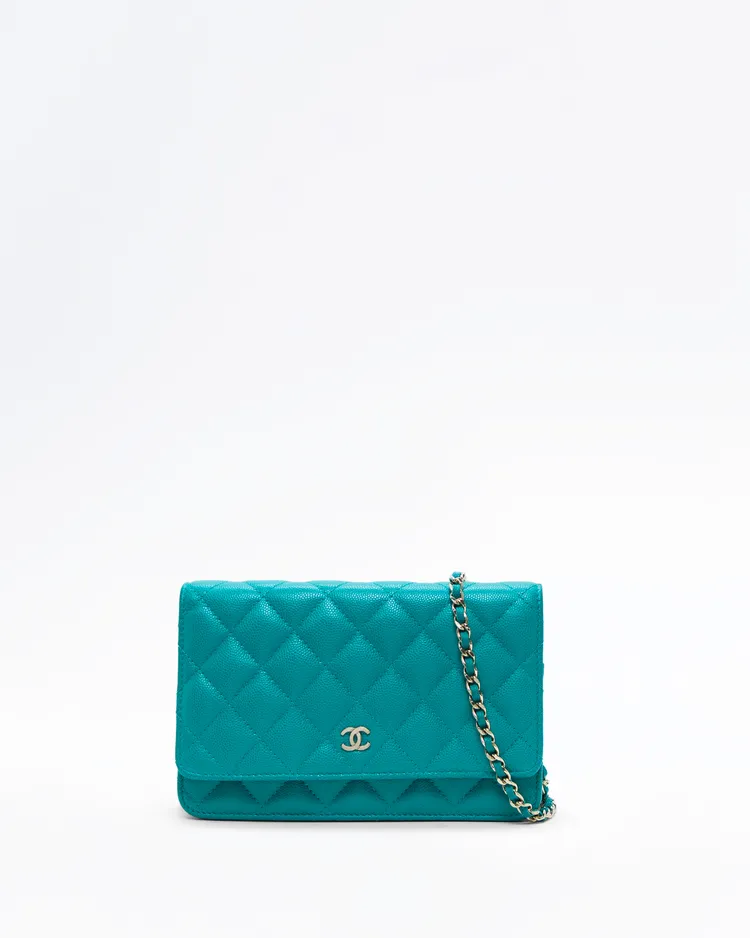 Caviar Quilted Wallet on a Chain