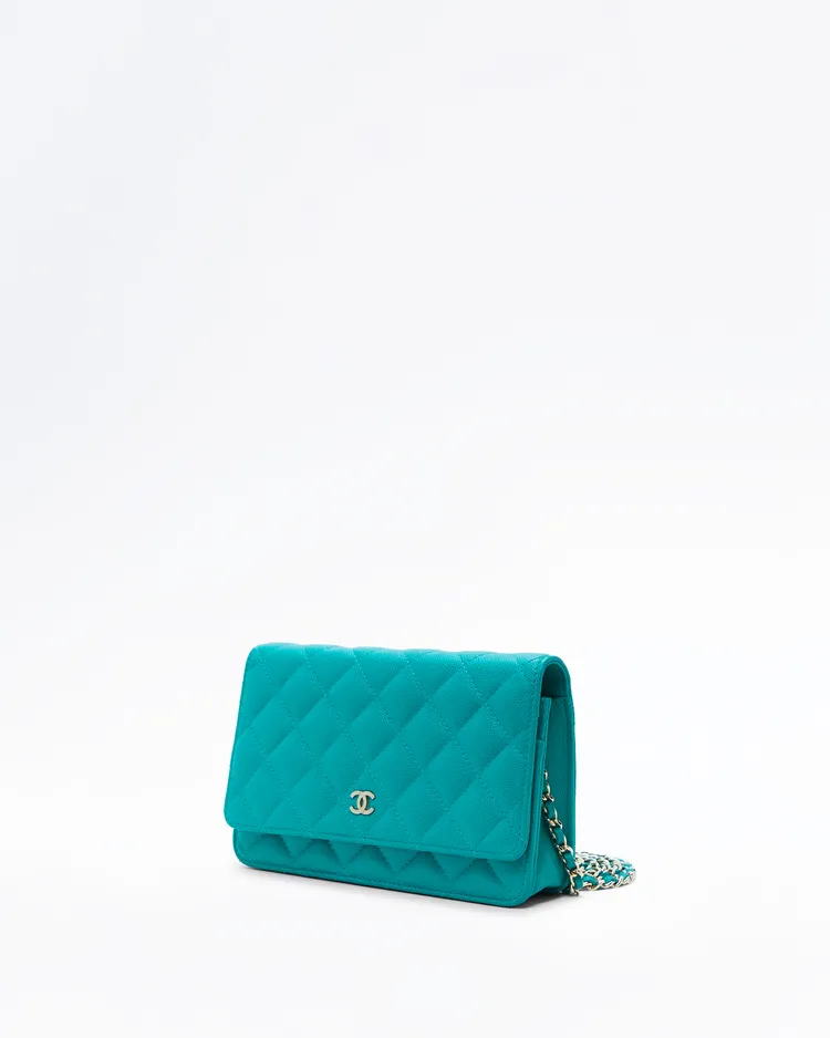 Alternate view angle of Caviar Quilted Wallet on a Chain