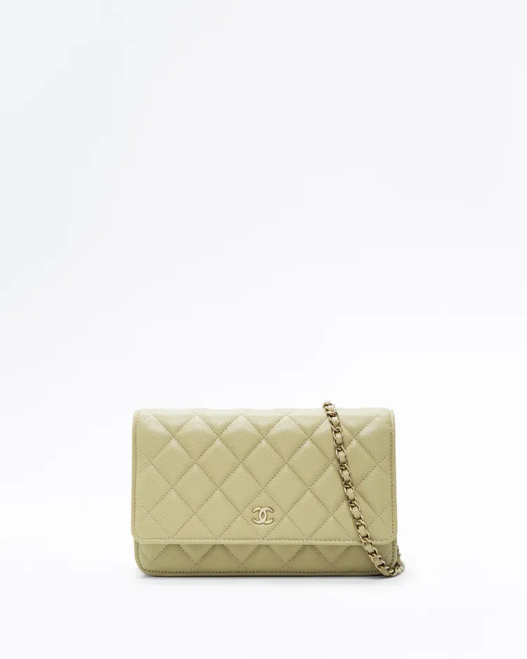 Caviar Quilted Wallet on a Chain