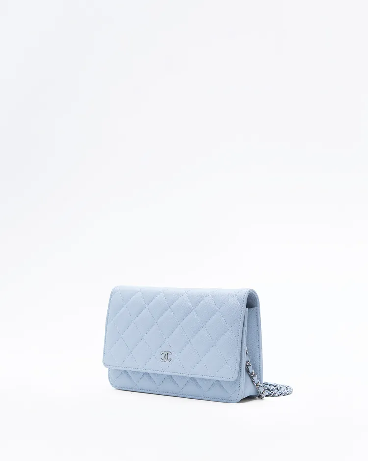 Alternate view angle of Caviar Quilted Wallet on a Chain