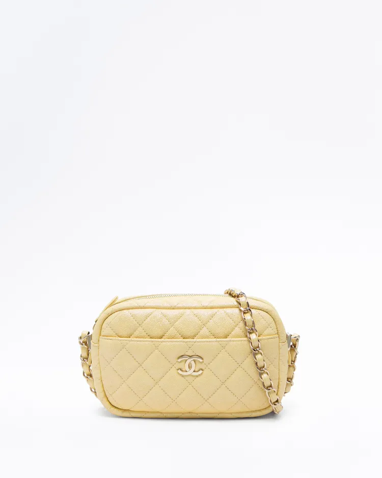 Iridescent Caviar Mini Classic Camera Case Bag