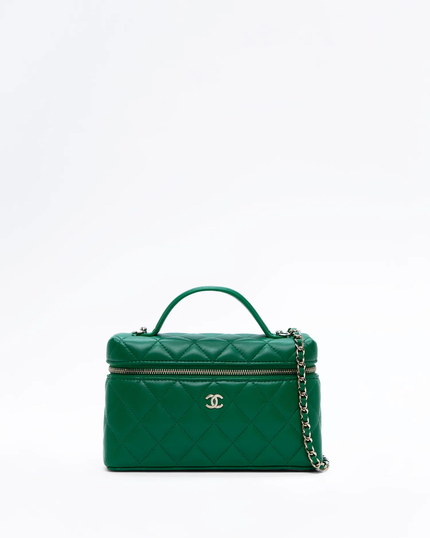 Lambskin Slim Vanity Case with Chain