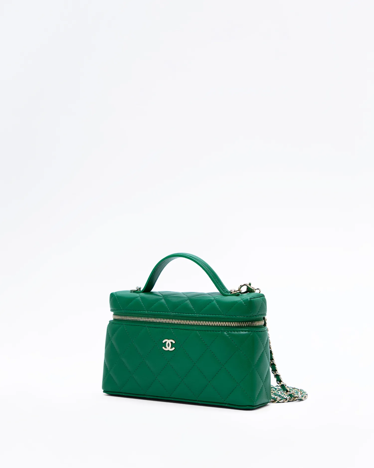 Lambskin Slim Vanity Case with Chain