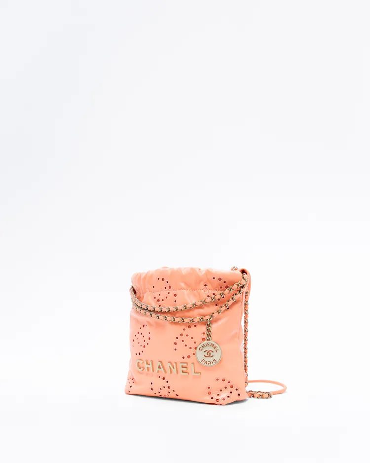 Alternate view angle of Eyelet CC Chanel 22 Mini Handbag